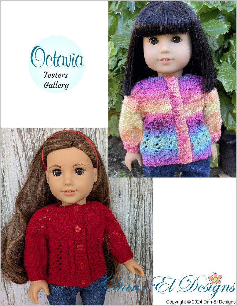 Dan-El Designs Knitting Octavia 18" Doll Clothes Knitting Pattern Pixie Faire