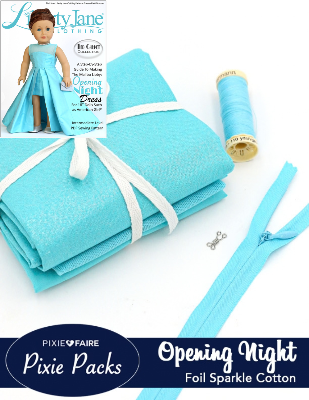 Pixie Faire Pixie Packs Pixie Packs Opening Night Aqua Foil Cotton Holiday Collection Pixie Faire