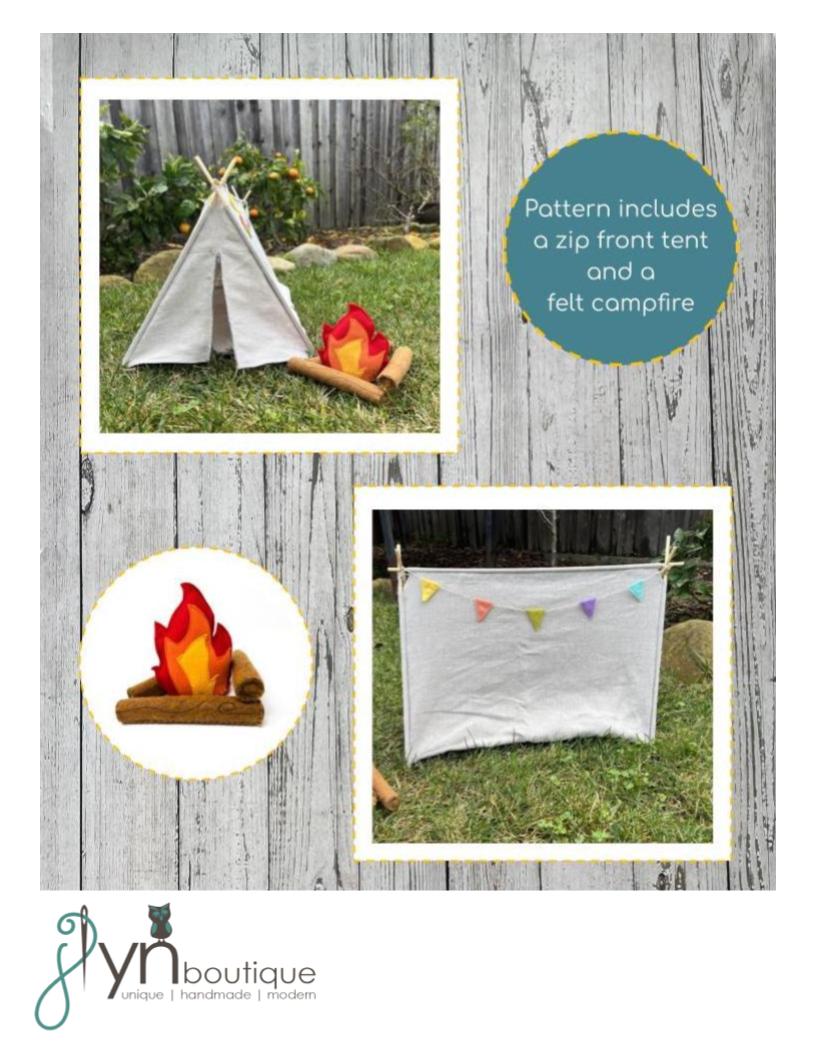 tent pattern J Lyn Boutique Outdoor Adventures Tent and Campfire 18" Doll Accessories Pattern