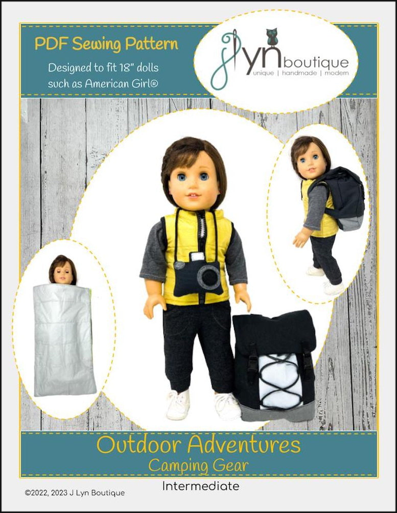 J Lyn Boutique BOGO 18 Inch Modern Outdoor Adventures Camping Gear 18" Doll Accessories Pattern Pixie Faire