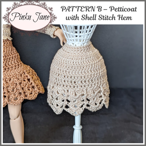 Pinku Jane Crochet 4 Pretty Petticoats Crochet Pattern For 12" Blythe Dolls Pixie Faire