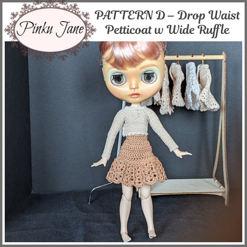 Pinku Jane Crochet 4 Pretty Petticoats Crochet Pattern For 12" Blythe Dolls Pixie Faire