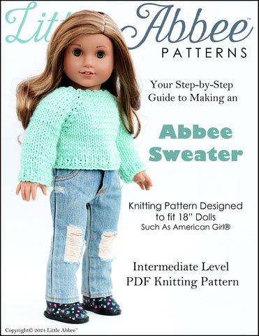 Little Abbee Knitting Abbee Sweater Knitting Pattern for 18 Inch Dolls Pixie Faire