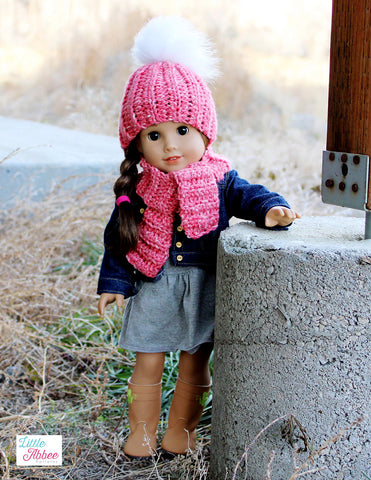 Little Abbee Crochet The Blizzard Hat and Scarf 18" Doll Clothes Crochet Pattern Pixie Faire