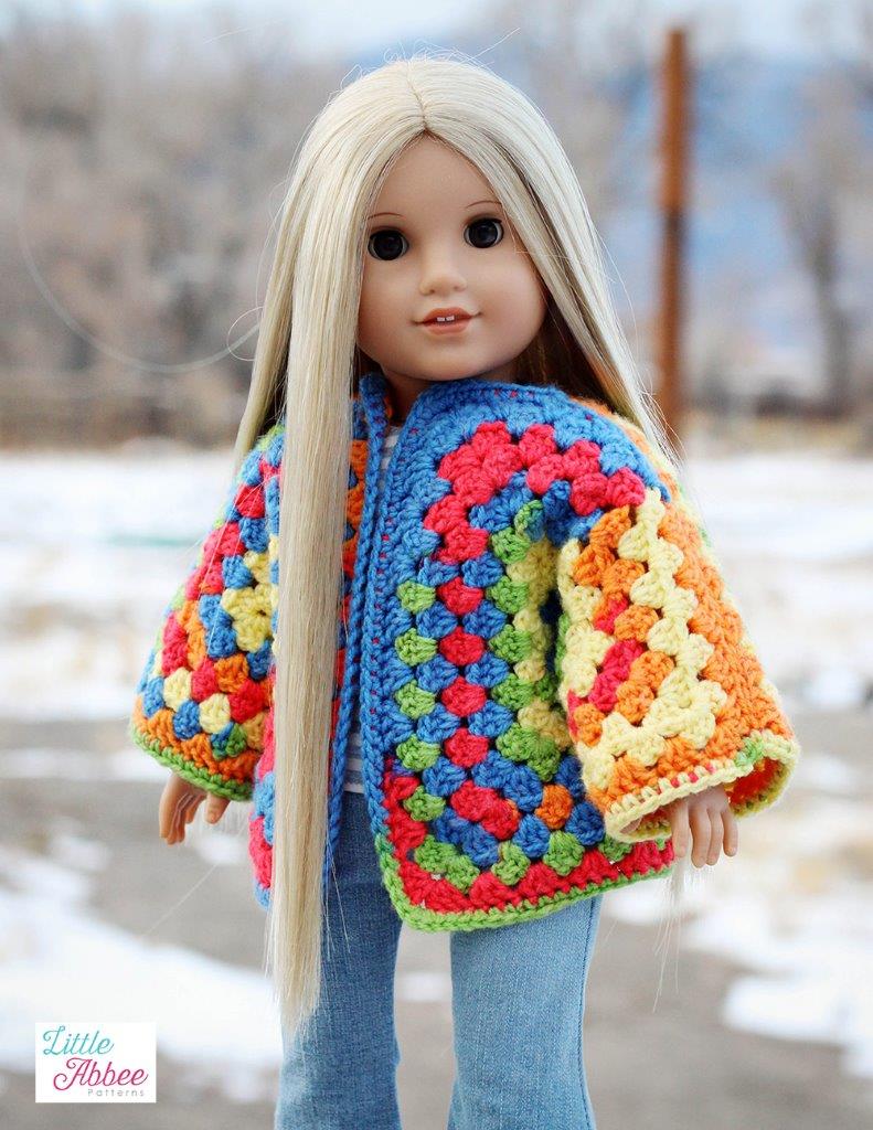 Granny Square Cardigan Crochet Pattern for 18