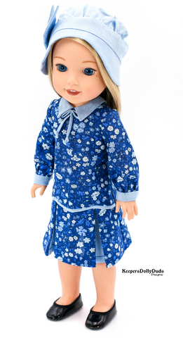 Keepers Dolly Duds Designs WellieWishers Downtown 1920s Dress and Hat 14.5" Doll Clothes Pattern Pixie Faire