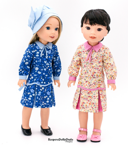 Keepers Dolly Duds Designs WellieWishers Downtown 1920s Dress and Hat 14.5" Doll Clothes Pattern Pixie Faire