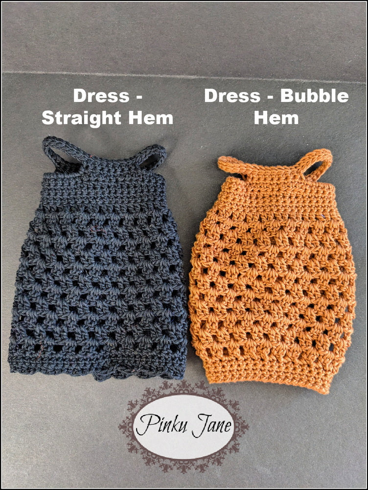 Pinku Jane Siblies Babydoll Top, Tunic, or Dress Crochet Pattern For 12" Siblies Dolls Pixie Faire
