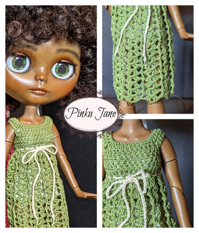 Pinku Jane Blythe/Pullip Danni Top, Tunic, or Dress - 7 Ways Crochet Pattern For 12" Blythe Dolls Pixie Faire
