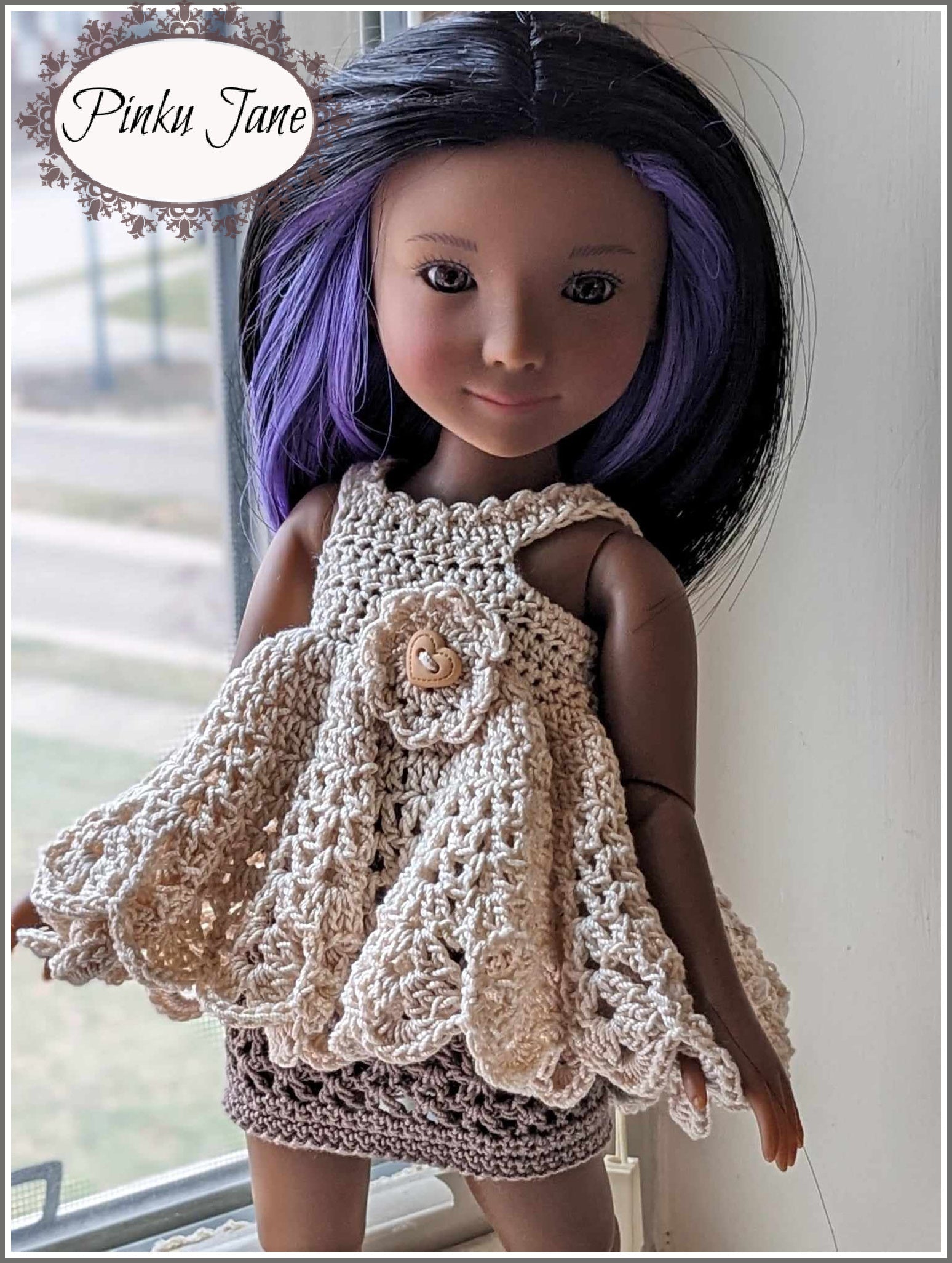 Pinku Jane Gorjuss Ruffles and Frills Mini Dress or Top Crochet Pattern For 12.5" Gorjuss Dolls Pixie Faire