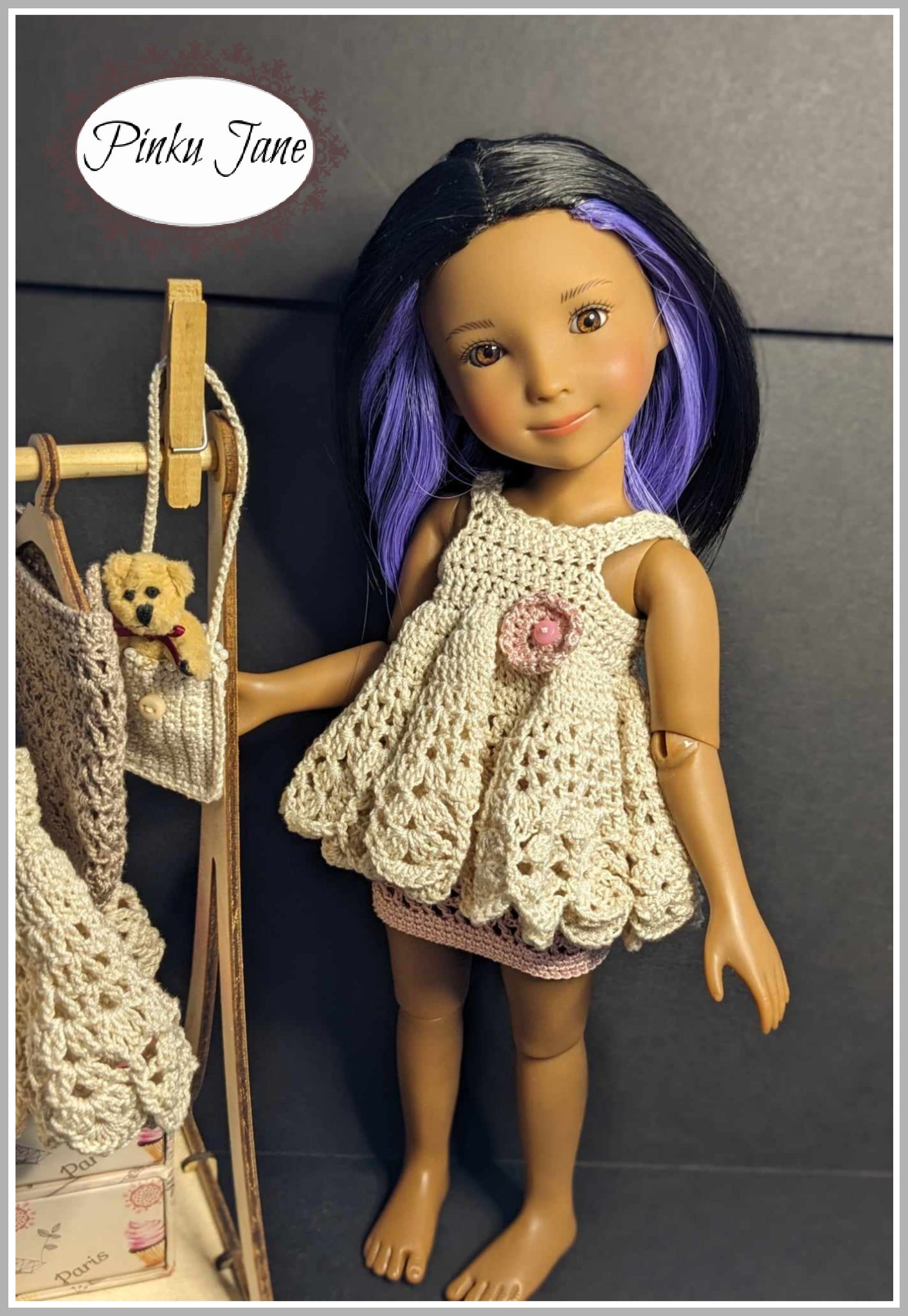 Pinku Jane Gorjuss Ruffles and Frills Mini Dress or Top Crochet Pattern For 12.5" Gorjuss Dolls Pixie Faire