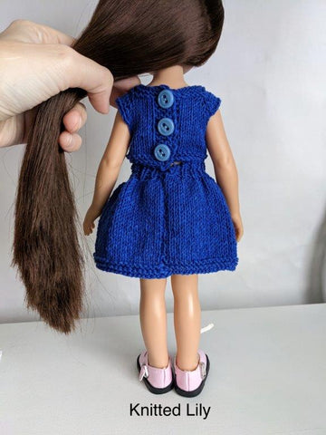 Knitted Lily Paola Reina Ice Silk Top and Skirt Knitting Pattern for 13" Paola Reina Dolls Pixie Faire