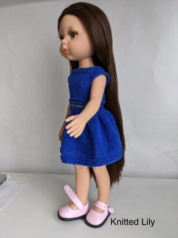 Knitted Lily Paola Reina Ice Silk Top and Skirt Knitting Pattern for 13" Paola Reina Dolls Pixie Faire