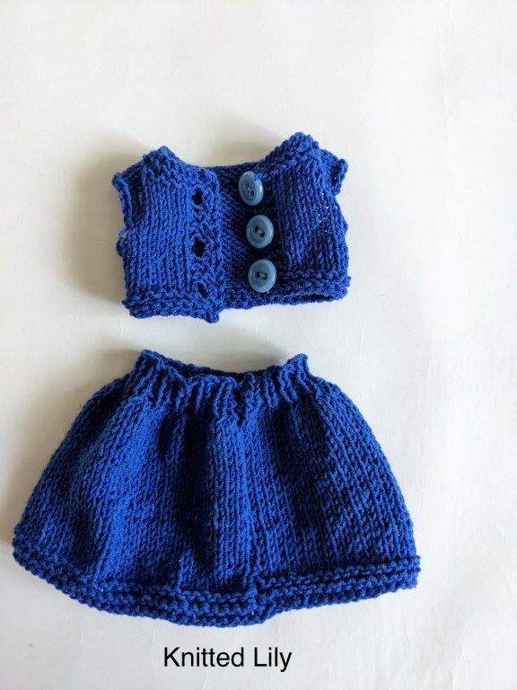 Knitted Lily Paola Reina Ice Silk Top and Skirt Knitting Pattern for 13" Paola Reina Dolls Pixie Faire