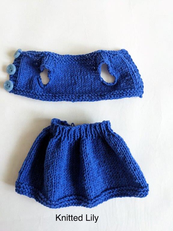 Knitted Lily Paola Reina Ice Silk Top and Skirt Knitting Pattern for 13" Paola Reina Dolls Pixie Faire