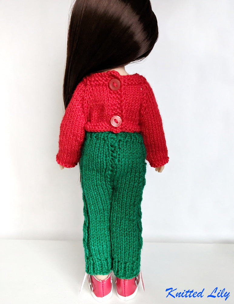Knitted Lily Paola Reina Sea Wave Pants with Cables Knitting Pattern for 13" Paola Reina Dolls Pixie Faire
