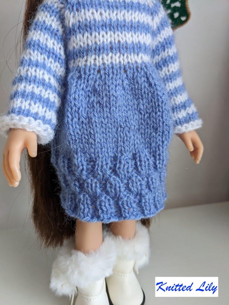 Knitted Lily Paola Reina Kerria Dress Knitting Pattern for 13" Paola Reina Dolls Pixie Faire