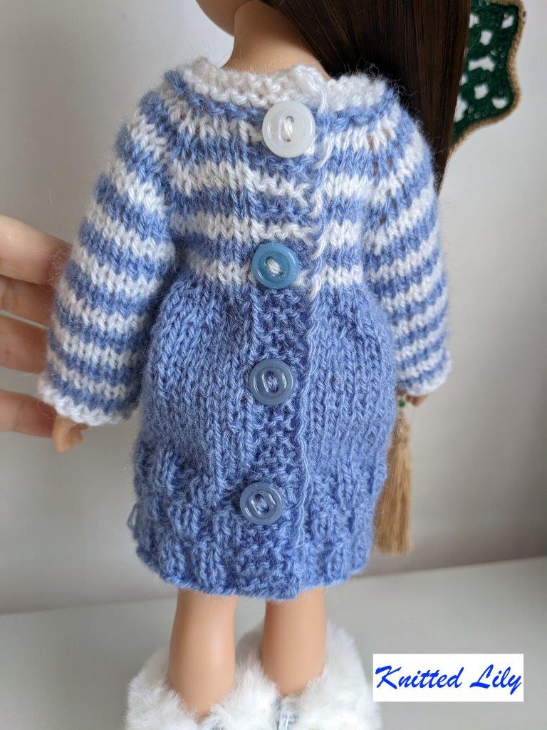 Knitted Lily Paola Reina Kerria Dress Knitting Pattern for 13" Paola Reina Dolls Pixie Faire