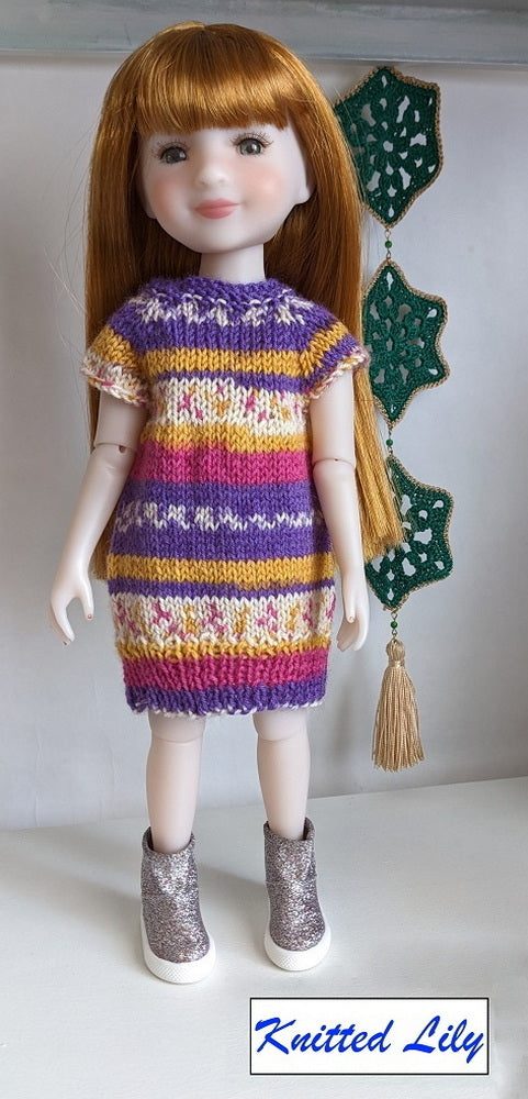 Knitted Lily Ruby Red Fashion Friends Purple Summer Dress Knitting Pattern for 15" Ruby Red Fashion Friends Dolls Pixie Faire