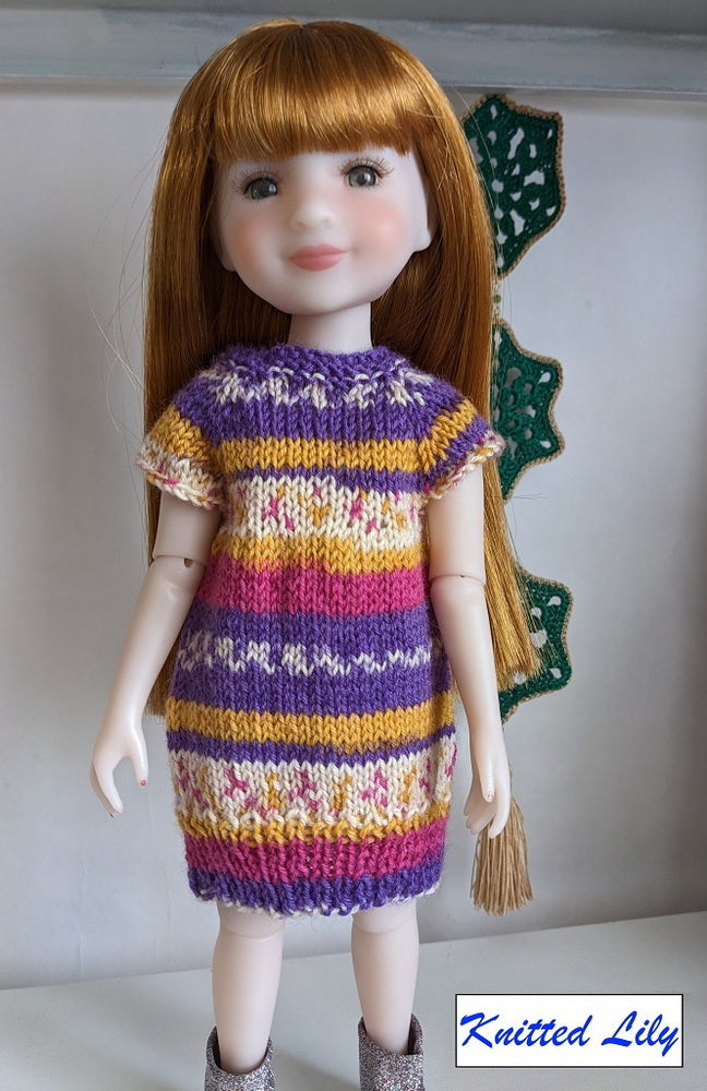 Knitted Lily Ruby Red Fashion Friends Purple Summer Dress Knitting Pattern for 15" Ruby Red Fashion Friends Dolls Pixie Faire