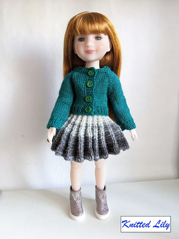 Knitted Lily Ruby Red Fashion Friends Coral Mist Skirt Knitting Pattern for 15" Ruby Red Fashion Friends Dolls Pixie Faire