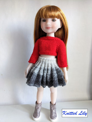 Knitted Lily Ruby Red Fashion Friends Coral Mist Skirt Knitting Pattern for 15" Ruby Red Fashion Friends Dolls Pixie Faire