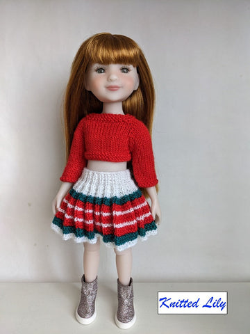 Knitted Lily Ruby Red Fashion Friends Coral Mist Skirt Knitting Pattern for 15" Ruby Red Fashion Friends Dolls Pixie Faire
