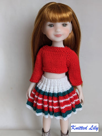Knitted Lily Ruby Red Fashion Friends Coral Mist Skirt Knitting Pattern for 15" Ruby Red Fashion Friends Dolls Pixie Faire