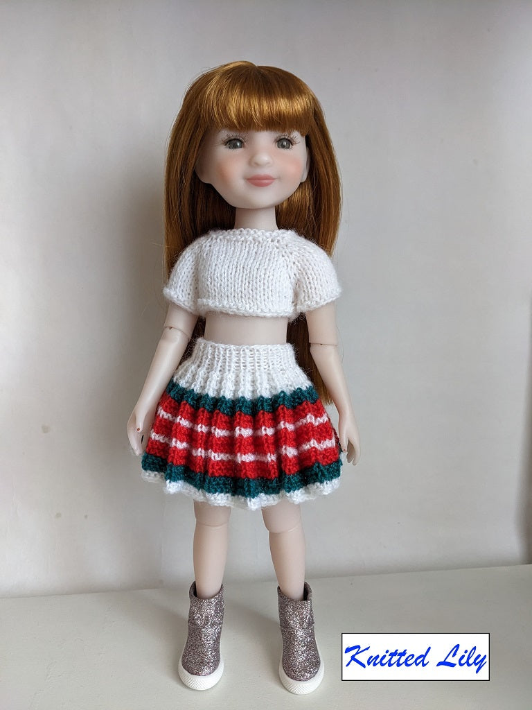 Knitted Lily Ruby Red Fashion Friends Coral Mist Skirt Knitting Pattern for 15" Ruby Red Fashion Friends Dolls Pixie Faire