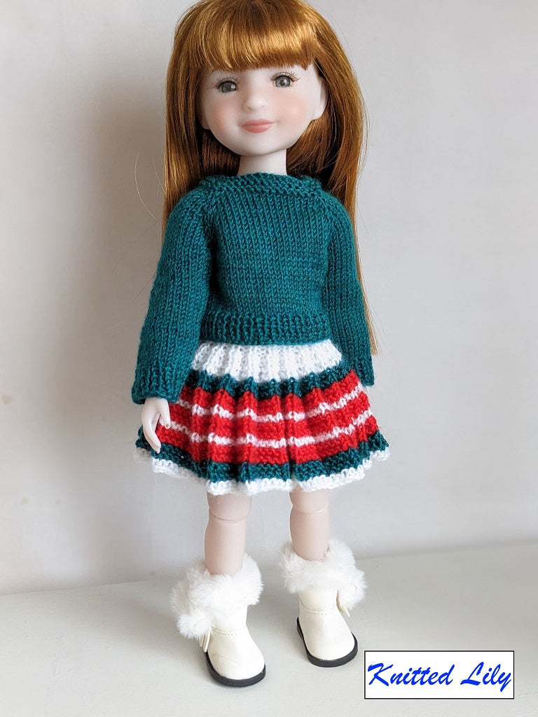 Knitted Lily Ruby Red Fashion Friends Coral Mist Skirt Knitting Pattern for 15" Ruby Red Fashion Friends Dolls Pixie Faire