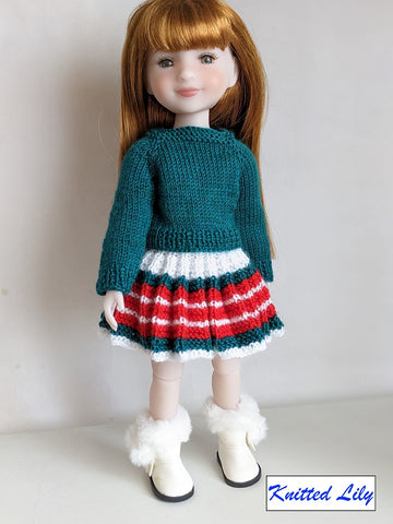 Knitted Lily Ruby Red Fashion Friends Coral Mist Skirt Knitting Pattern for 15" Ruby Red Fashion Friends Dolls Pixie Faire