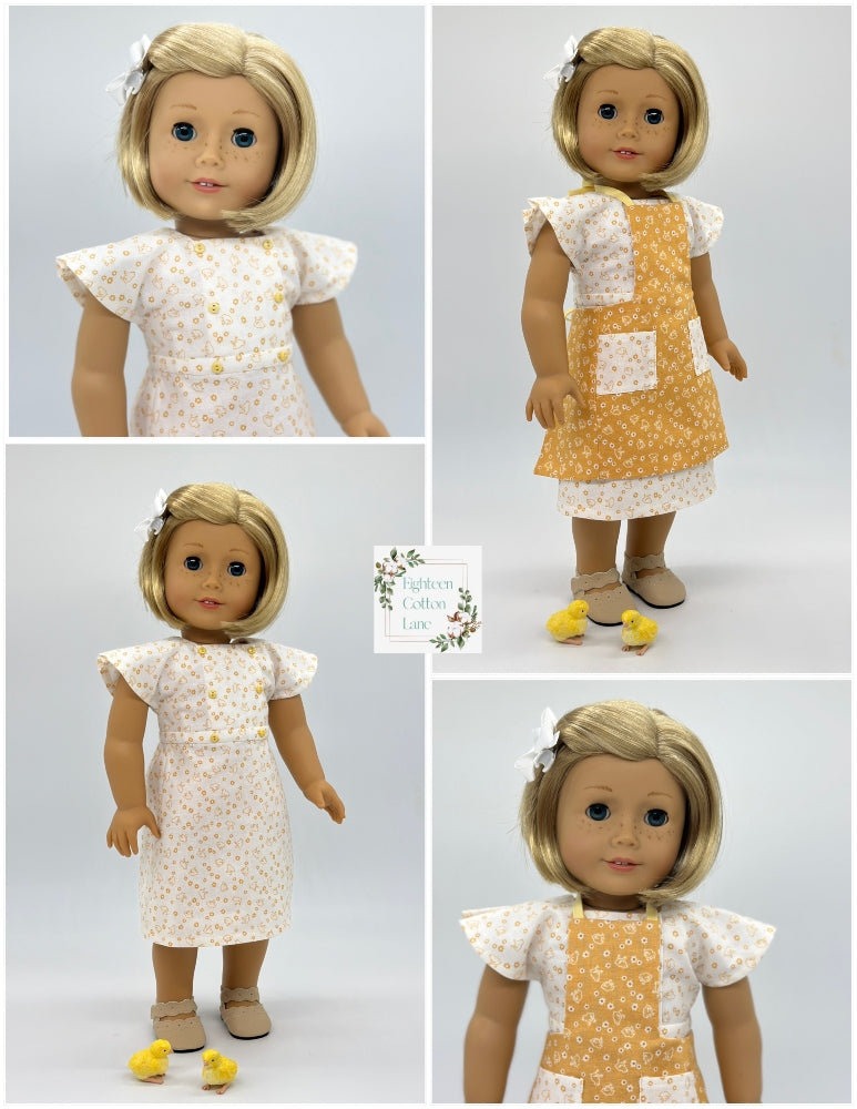 Eighteen Cotton Lane 18 Inch Historical Let's Bake a Birthday Cake! 18" Doll Clothes Pattern Pixie Faire