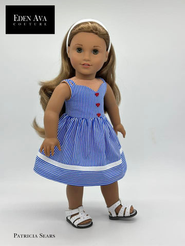 Eden Ava 18 Inch Modern Block Island Sundress 18" Doll Clothes Pattern Pixie Faire