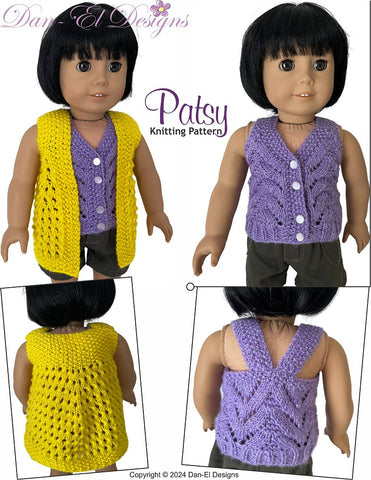 Dan-El Designs Knitting Patsy Top and Jacket 18" Doll Clothes Knitting Pattern Pixie Faire
