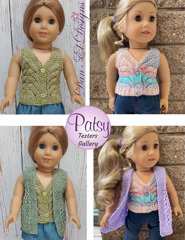 Dan-El Designs Knitting Patsy Top and Jacket 18" Doll Clothes Knitting Pattern Pixie Faire