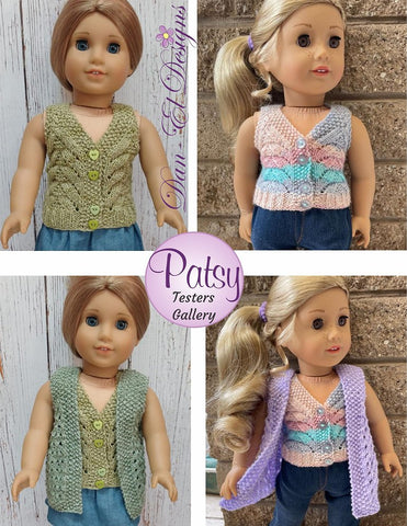 Dan-El Designs Knitting Patsy Top and Jacket 18" Doll Clothes Knitting Pattern Pixie Faire