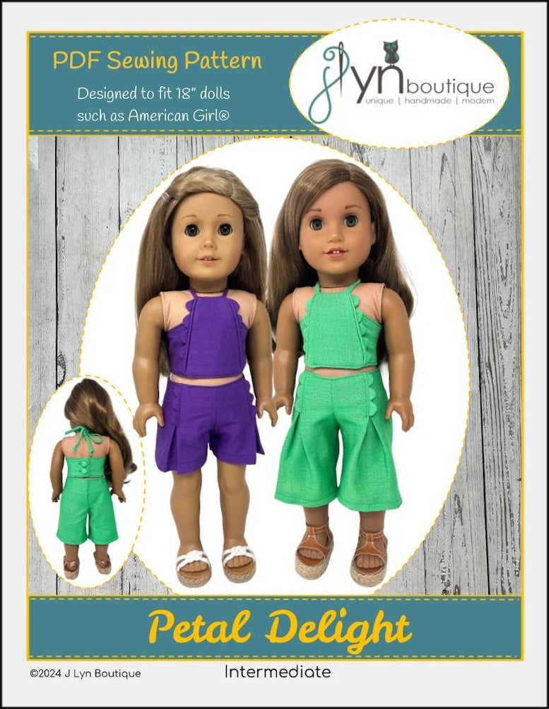 J Lyn Boutique 18 Inch Modern Petal Delight 18" Doll Clothes Pattern Pixie Faire