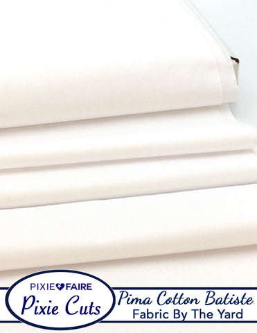 Pixie Faire Pixie Cuts Copy of Pixie Cuts Fabric By The Yard - Pima Cotton Batiste White 1/2 Yard Pixie Faire