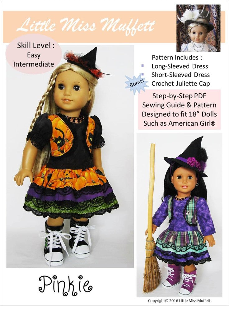 Little Miss Muffett 18 Inch Modern Pinkie 18" Doll Clothes Pattern Pixie Faire