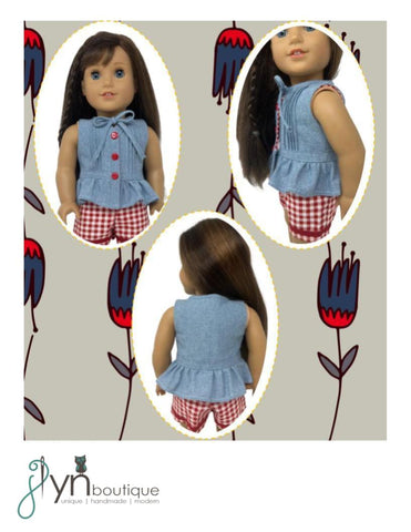 J Lyn Boutique 18 Inch Modern Pintuck Peplum 18" Doll Clothes Pattern Pixie Faire