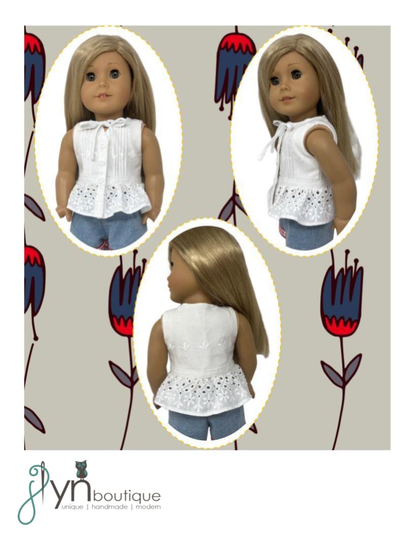 J Lyn Boutique 18 Inch Modern Pintuck Peplum 18" Doll Clothes Pattern Pixie Faire