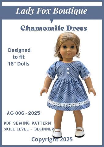 Lady Fox Boutique 18 Inch Modern Chamomile Dress 18 inch Doll Clothes Pattern Pixie Faire