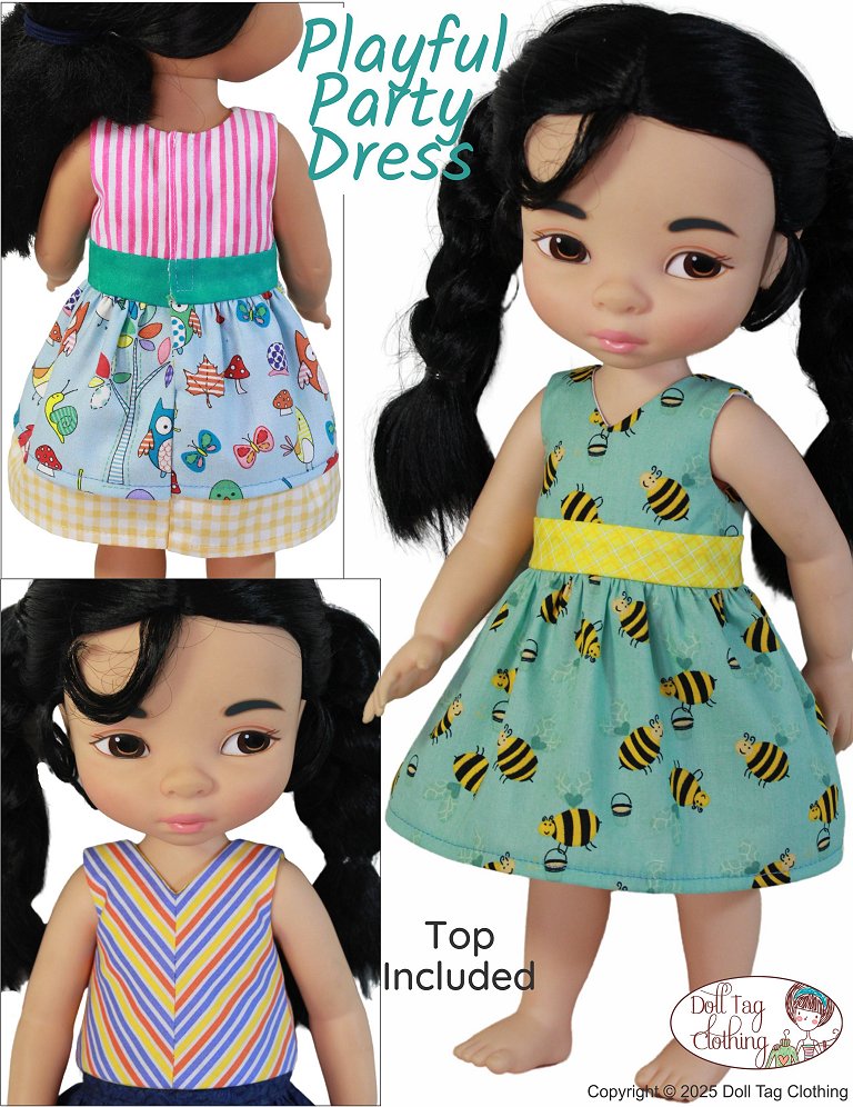 Doll Tag Clothing Disney Animator Playful Party Dress Pattern for Disney® Animator Dolls Pixie Faire