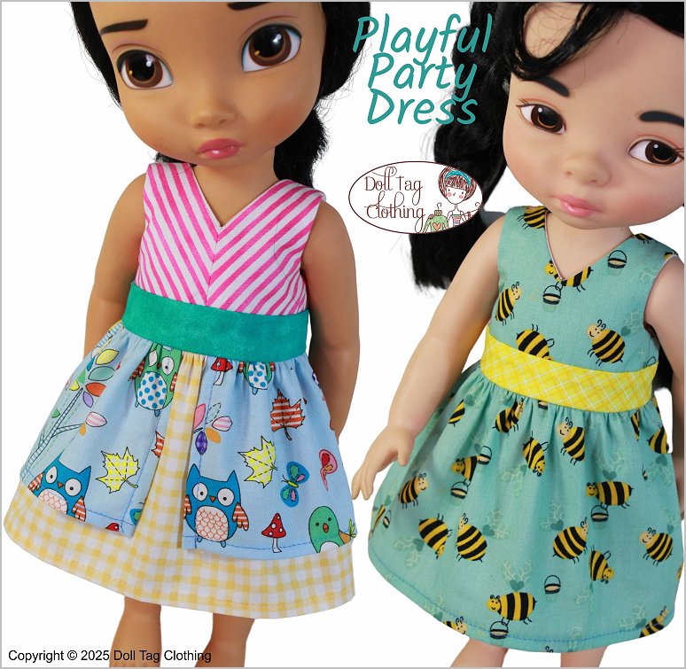 Doll Tag Clothing Disney Animator Playful Party Dress Pattern for Disney® Animator Dolls Pixie Faire