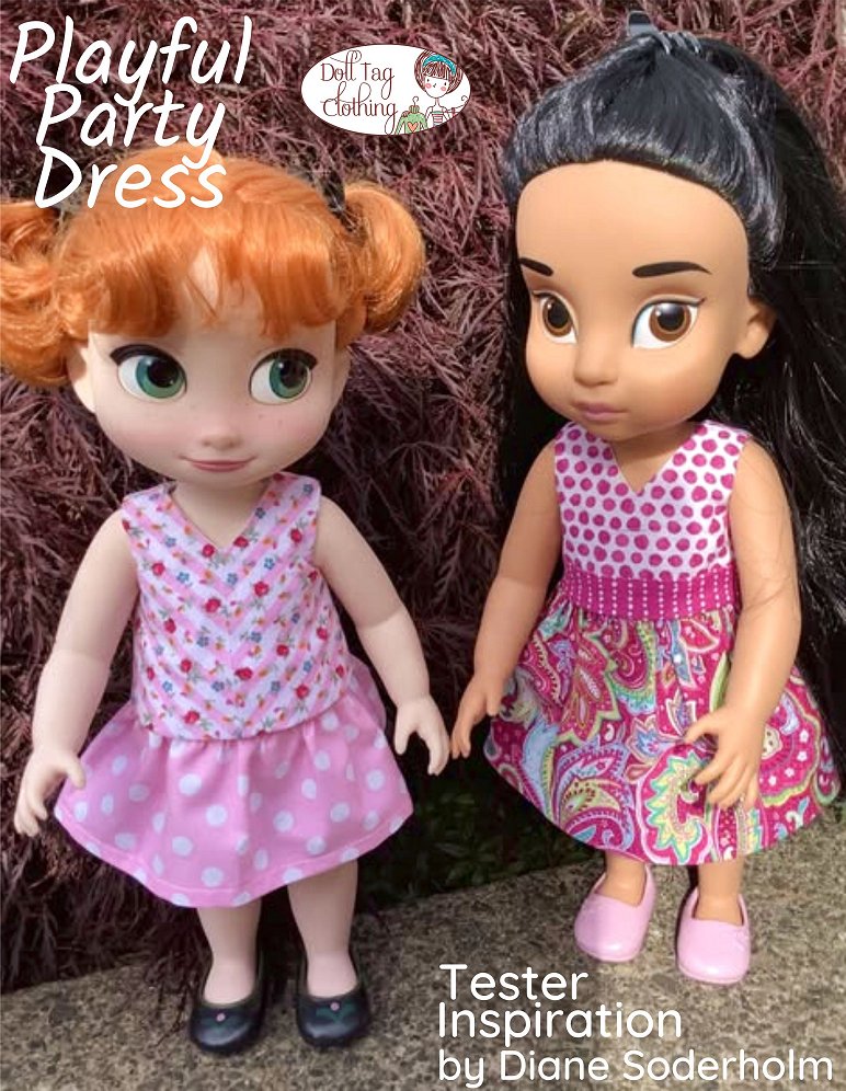 Doll Tag Clothing Disney Animator Playful Party Dress Pattern for Disney® Animator Dolls Pixie Faire