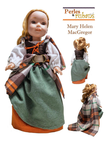 Perles & Rubans 18 Inch Historical Mary Helen MacGregor 14-15" Doll Clothes Pattern Pixie Faire