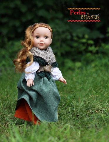 Perles & Rubans Knitting Scottish Shawls 14-15" Doll Clothes Knitting Pattern Pixie Faire