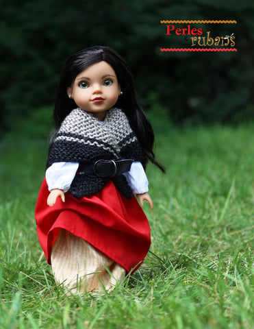 Perles & Rubans Knitting Scottish Shawls 14-15" Doll Clothes Knitting Pattern Pixie Faire