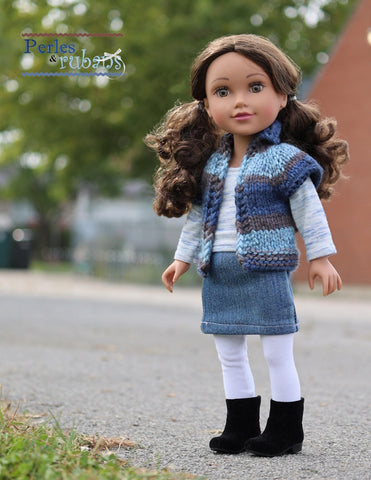 Perles & Rubans Knitting Vest for Chilly Days Doll Clothes Knitting Pattern for Journey Girls™ Dolls Pixie Faire