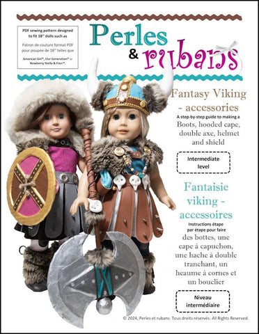 Perles & Rubans 18 Inch Historical Fantasy Viking Accessories 18" Doll Clothes Pattern Pixie Faire